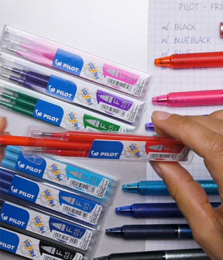 Pilot Frixion erasable pens refill, 9 refill bundle Blue color gel ink fine  point 07 (Blue) : Office Products 